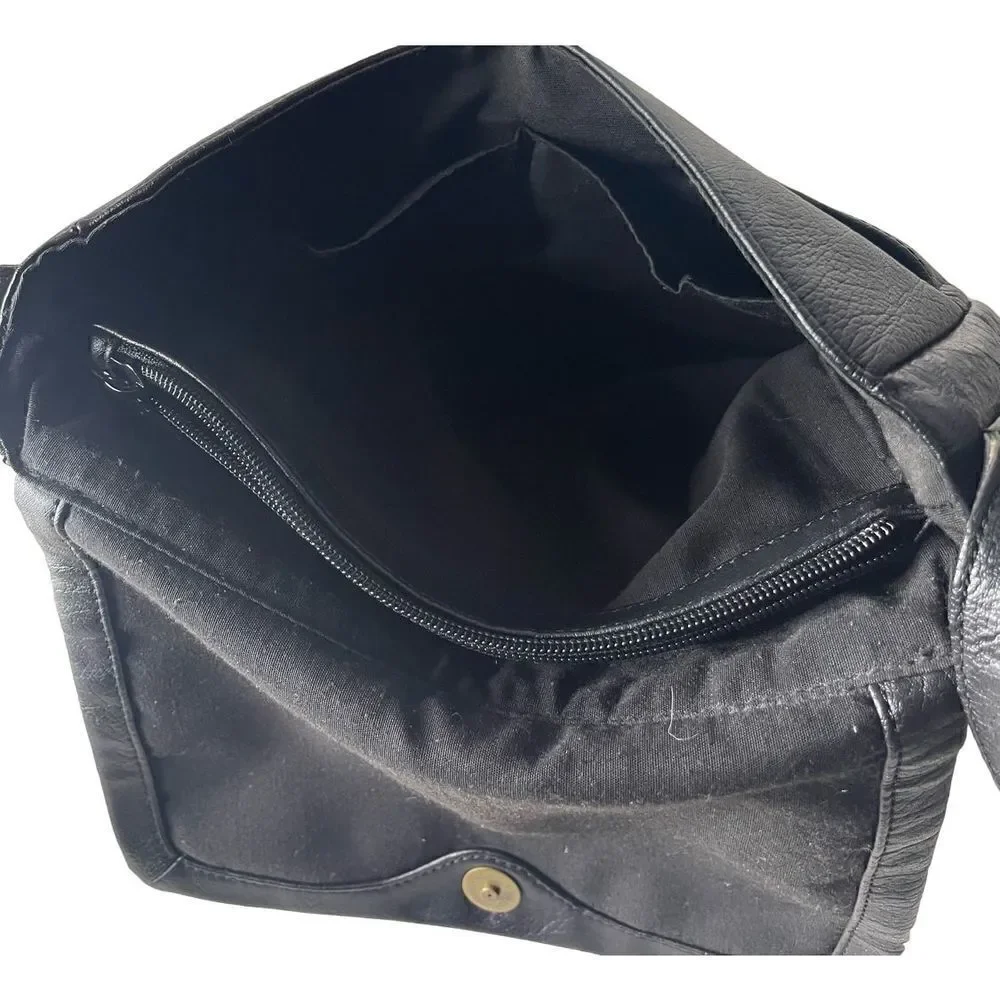 Rolfs Vintage Black Leather Cross-Body Bag